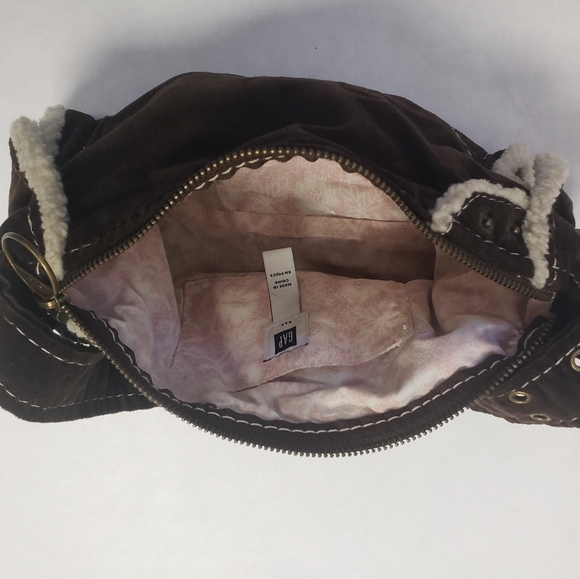 Gap small brown velvet shoulder bag w/ foe lamb sk - Picture 5 of 5